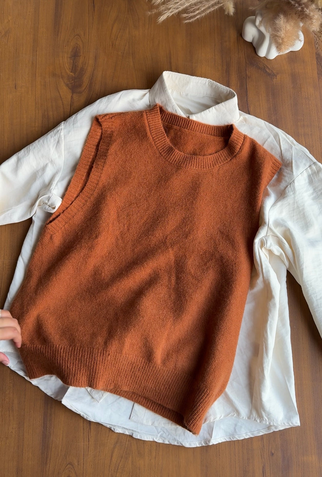 Leigha vest with shirt- Rust Preorder