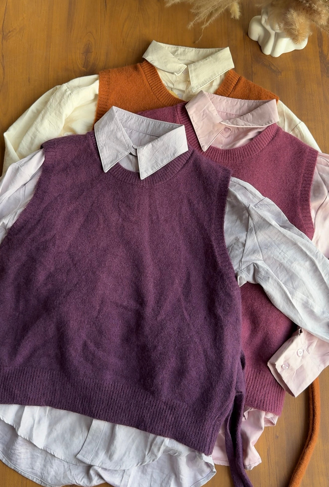 Leigha vest with shirt- Rust Preorder