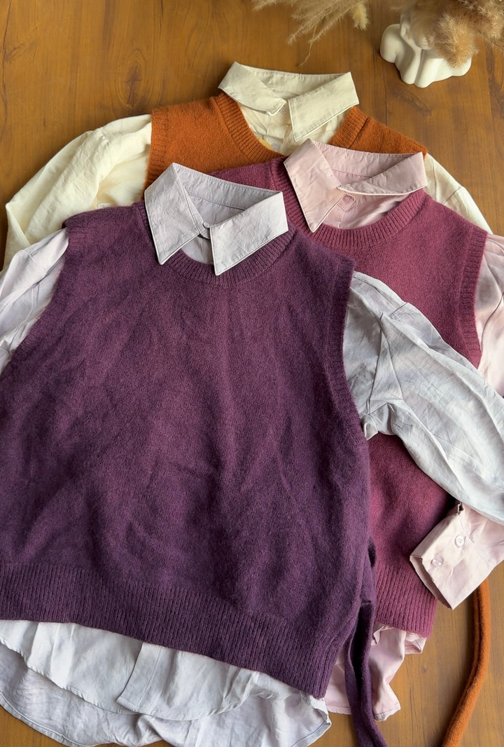 Leigha vest with shirt- Rust Preorder