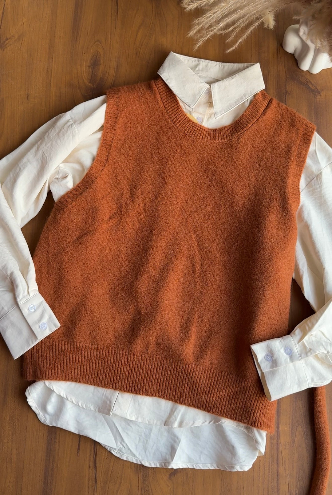 Leigha vest with shirt- Rust Preorder