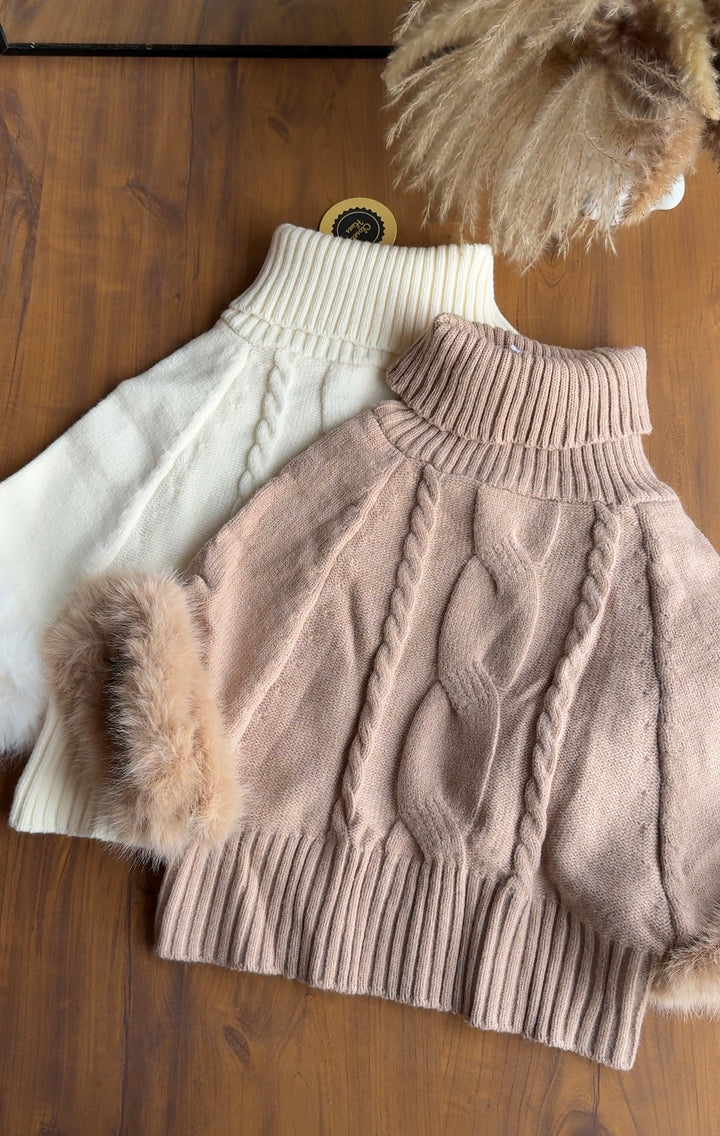 Berserk woollen fur sleeve top-brown Preorder