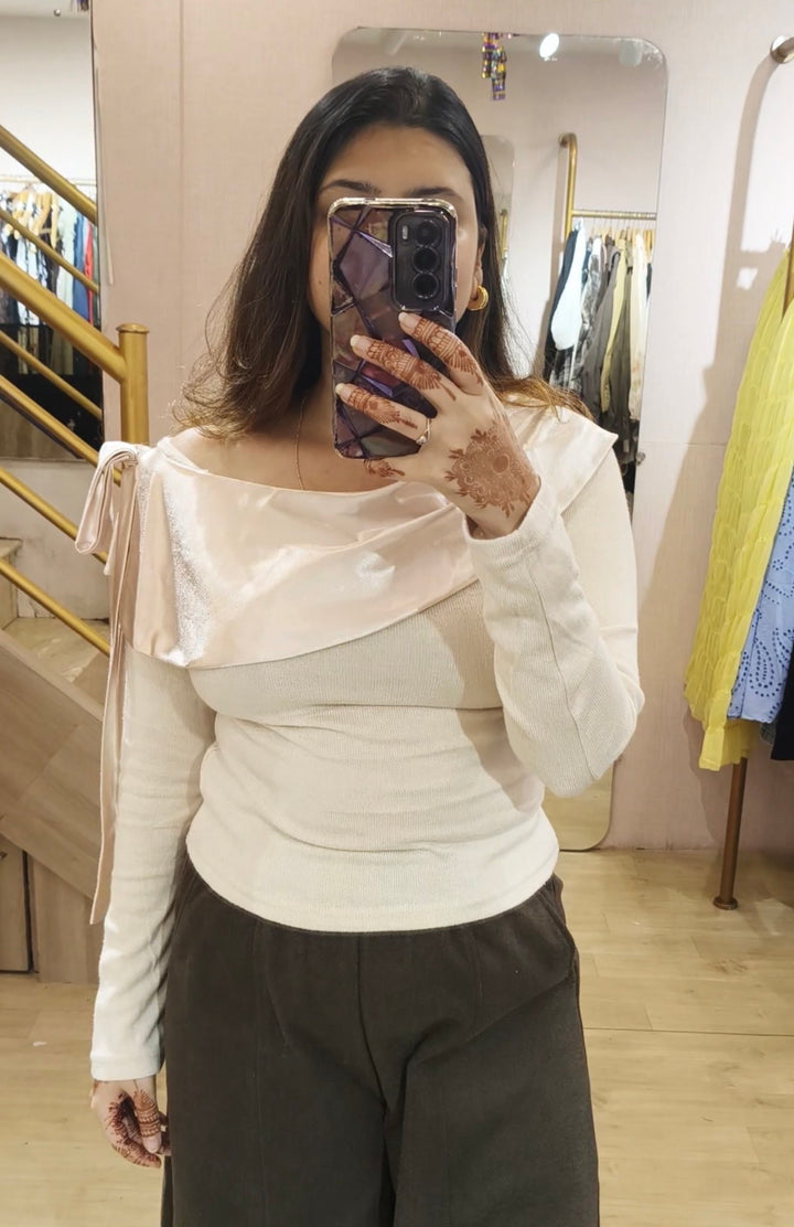 Dove knitted one shoulder top