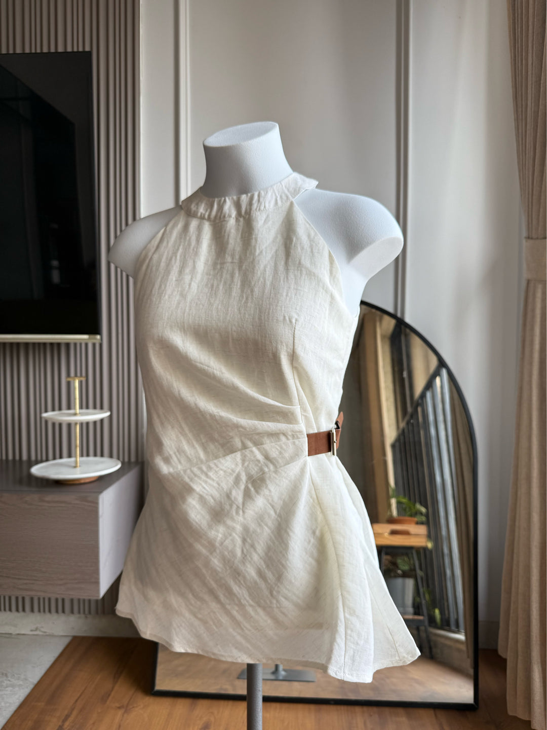 Adore halter neck top with side belt