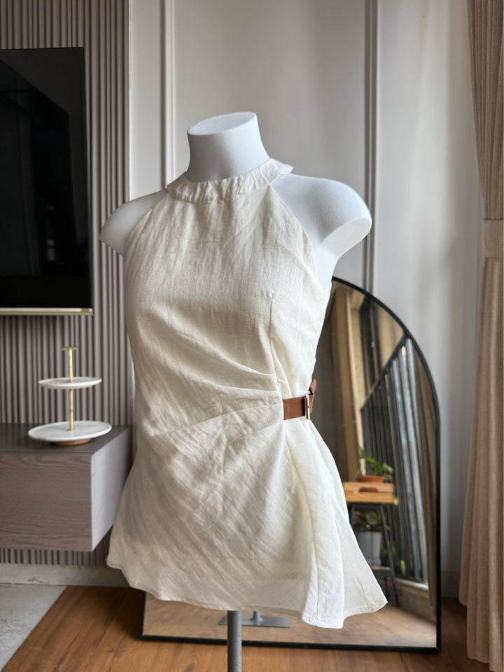 Adore halter neck top with side belt