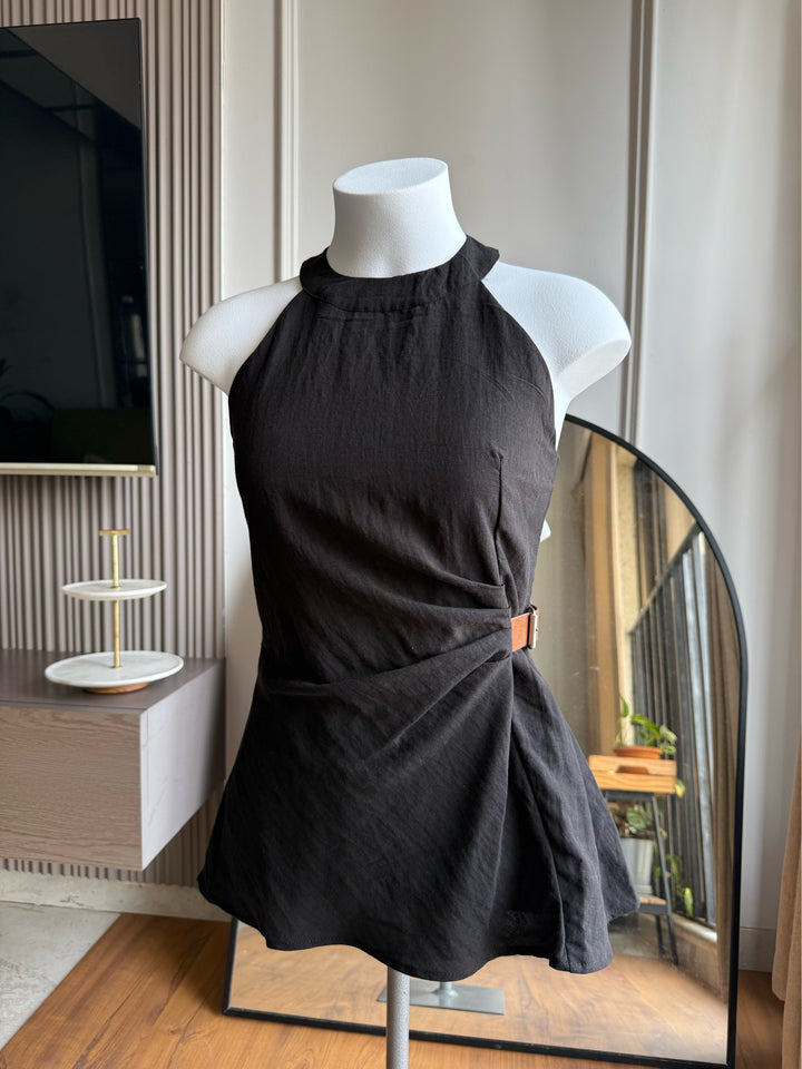 Adore halter neck top with side belt