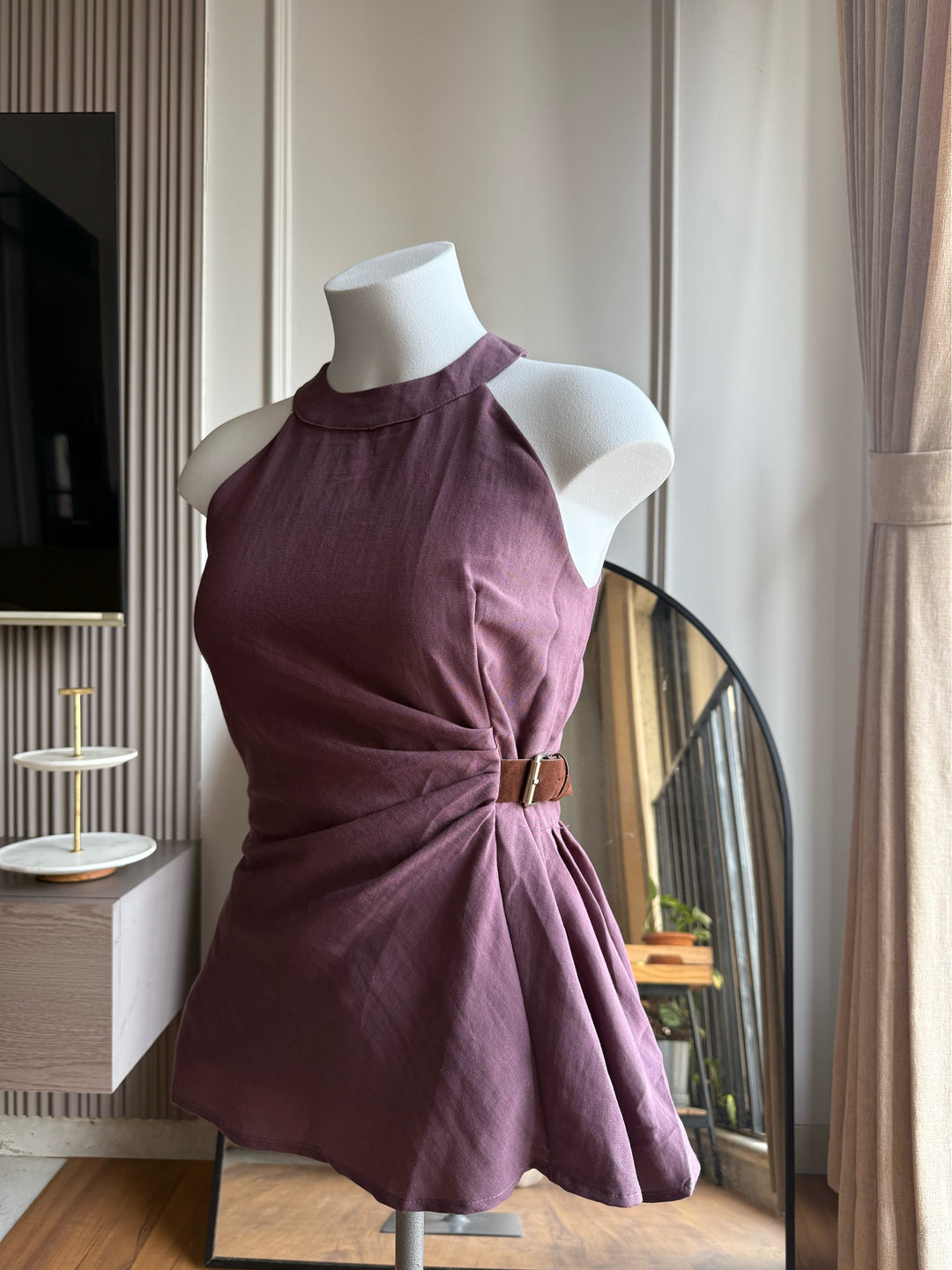 Adore halter neck top with side belt