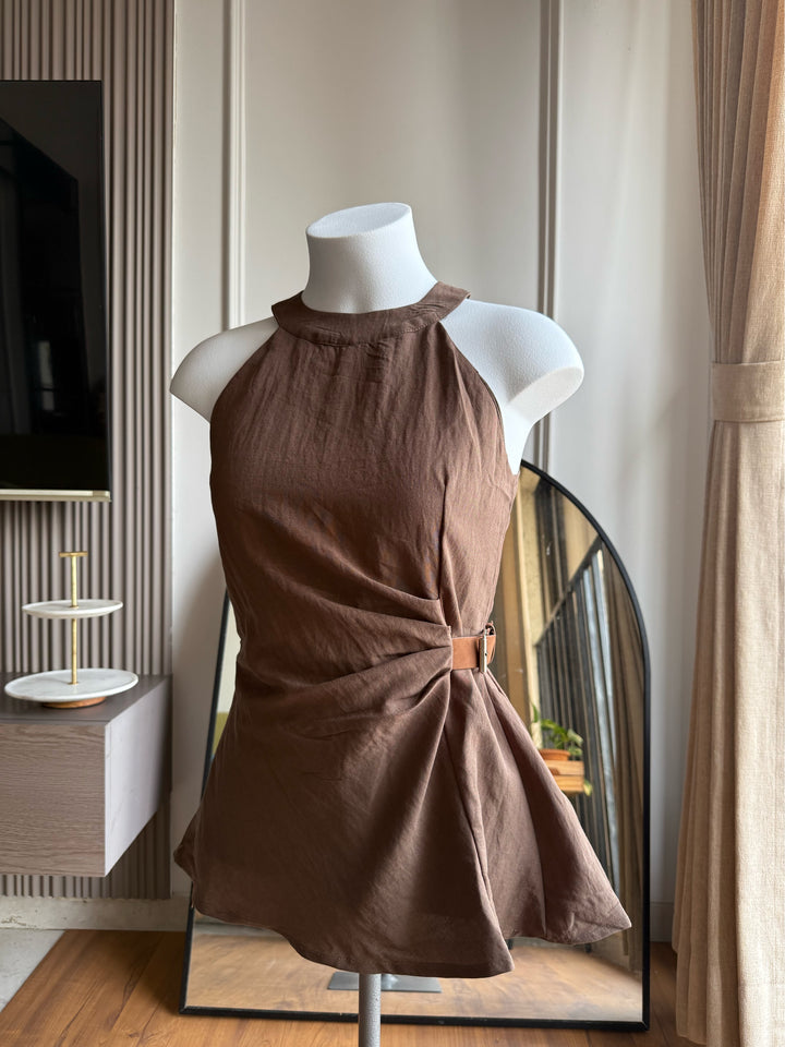 Adore halter neck top with side belt