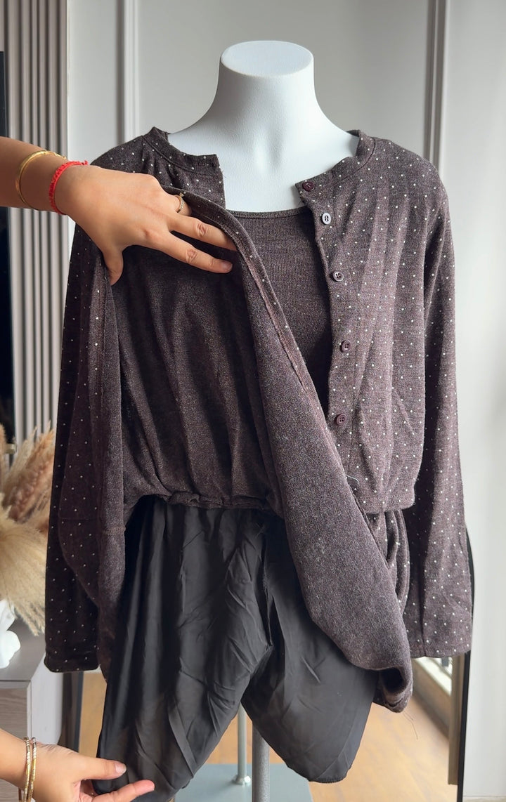 Peterson camisole with cardigan and skirt