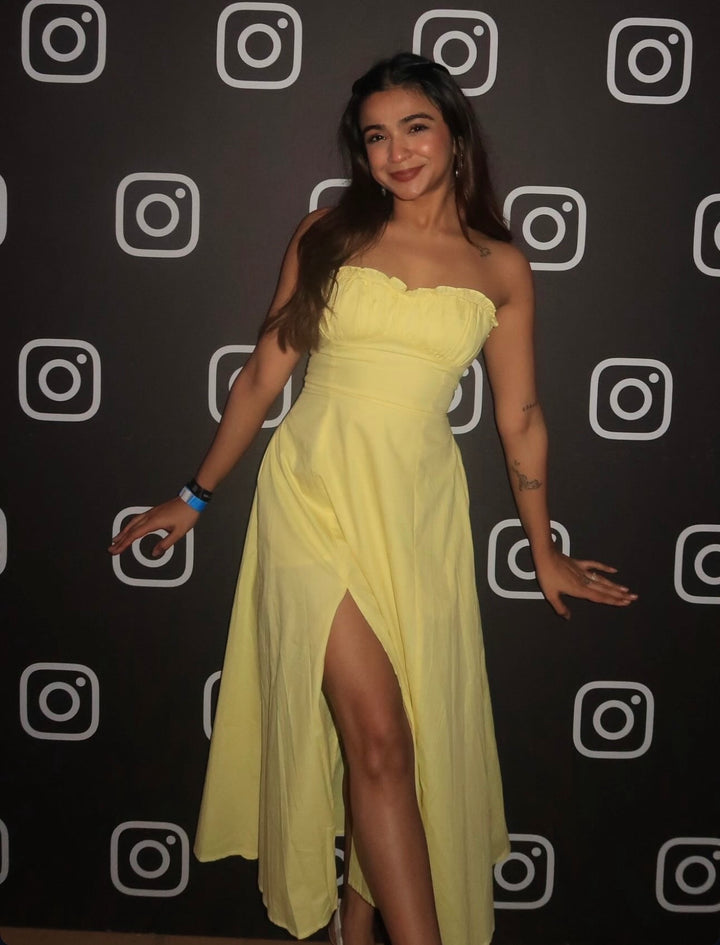 Butter yellow tube dress