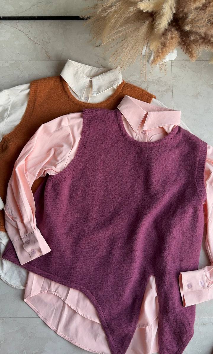 Maple sweater vest and shirt set
