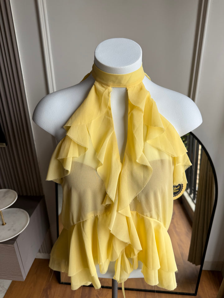 Jordan high neck ruffle top