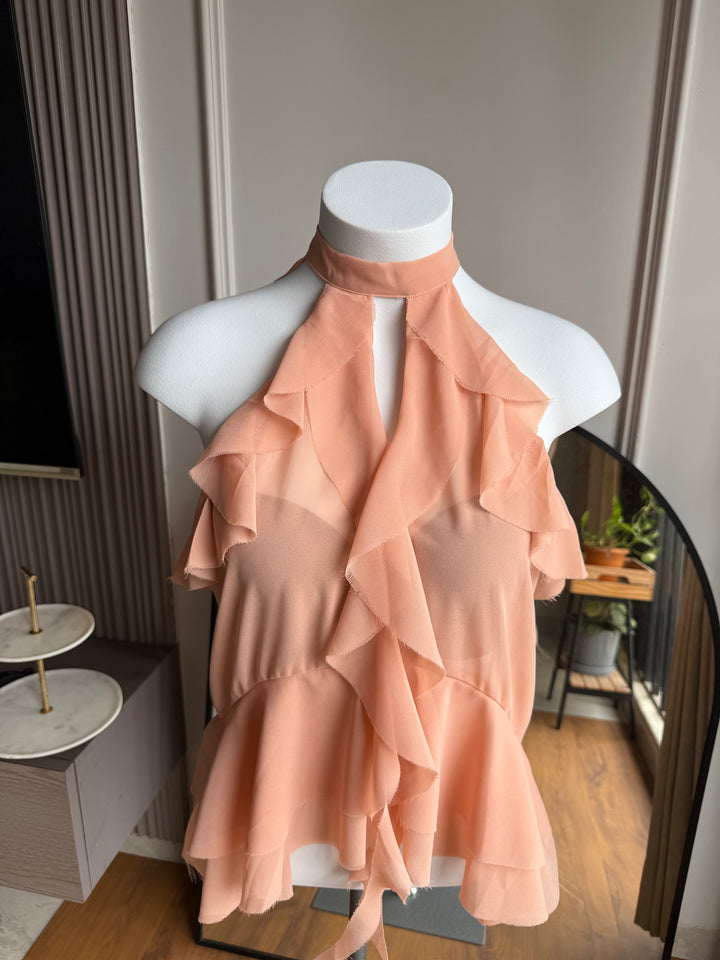 Jordan high neck ruffle top