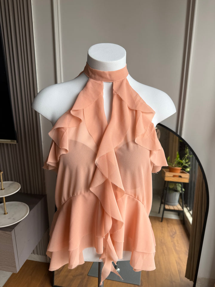Jordan high neck ruffle top