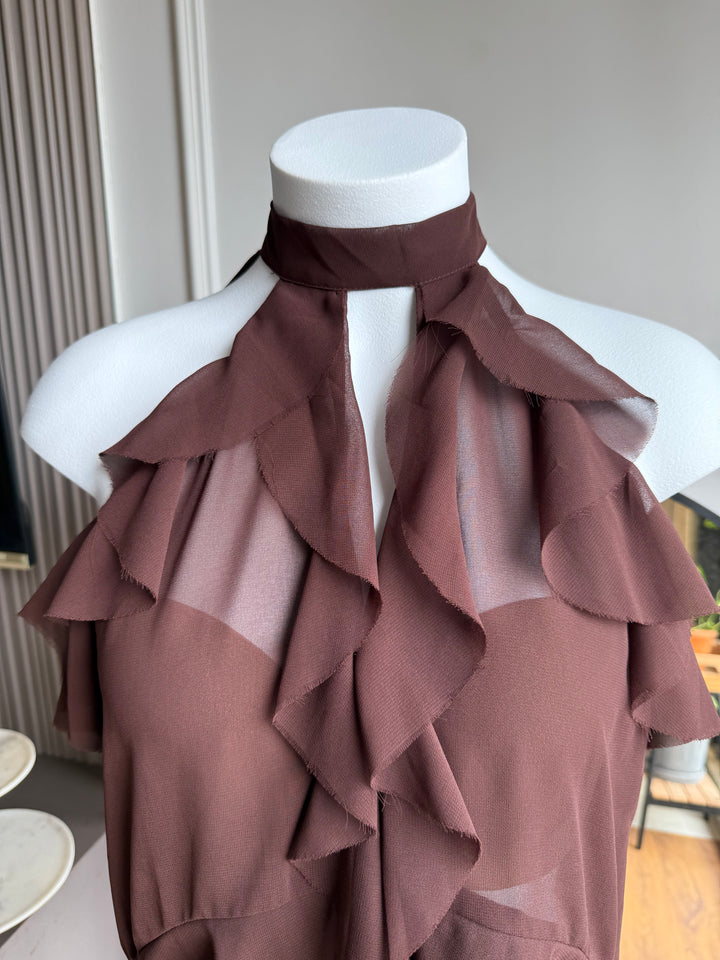 Jordan high neck ruffle top