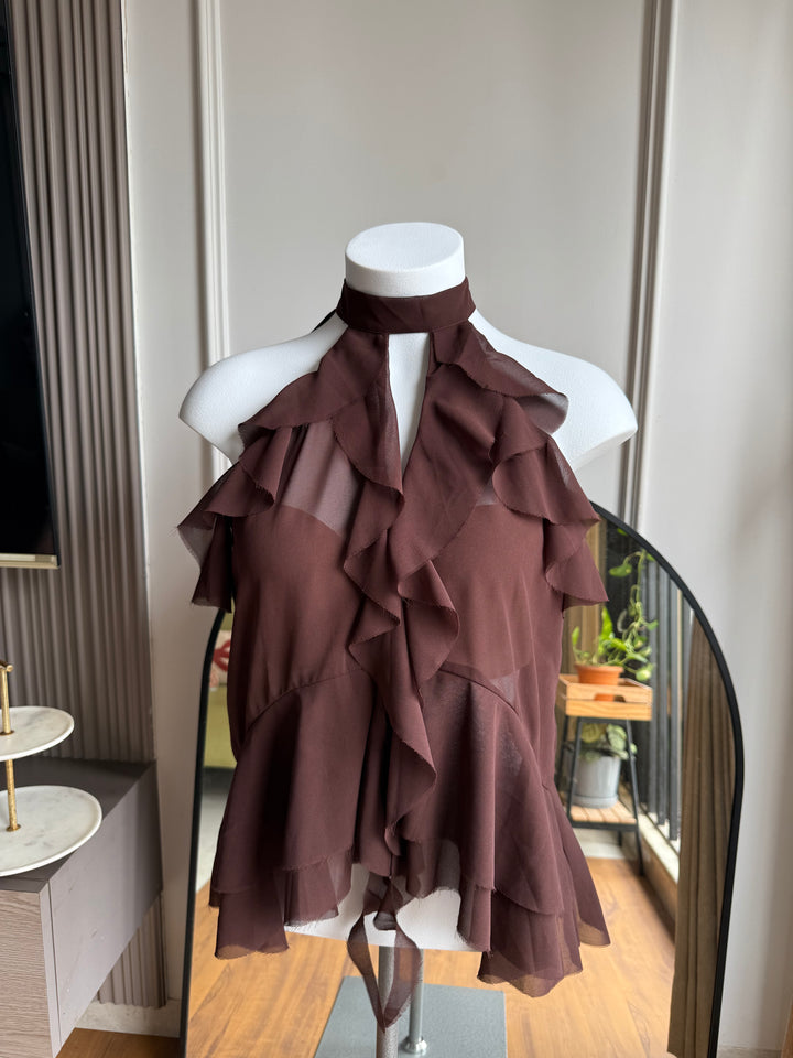 Jordan high neck ruffle top