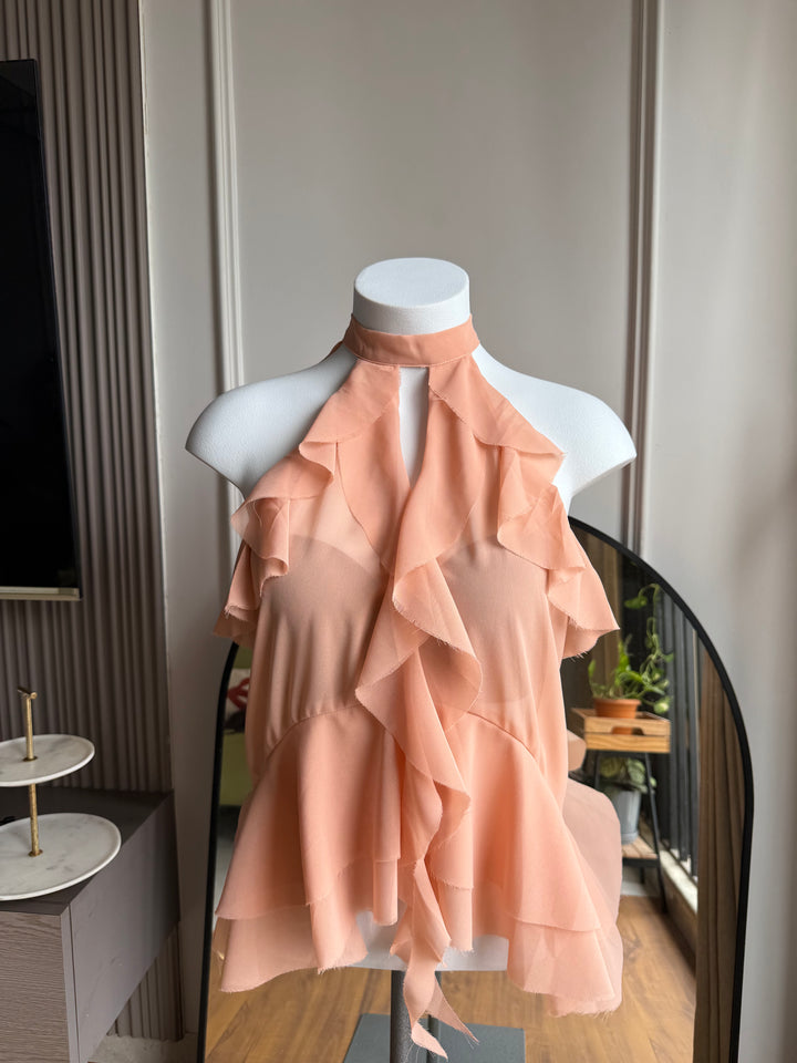 Jordan high neck ruffle top