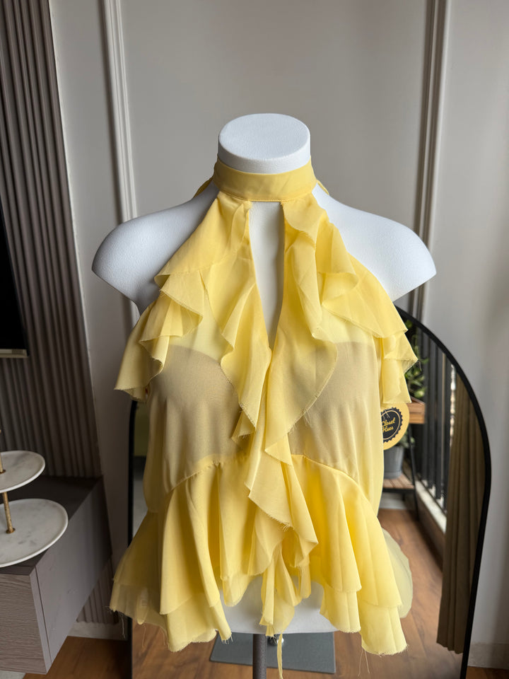 Jordan high neck ruffle top