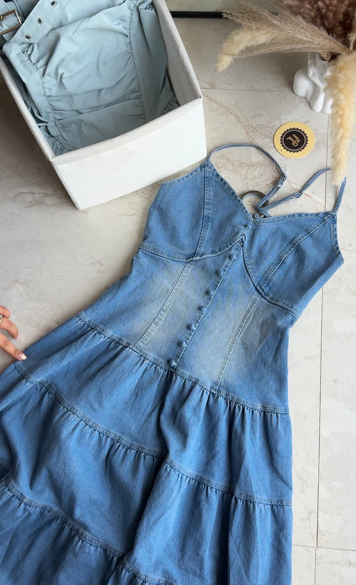 Candice denim maxi dress