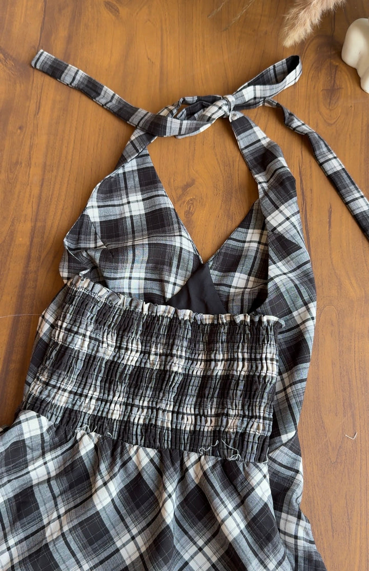 Oasis chequered halter neck dress