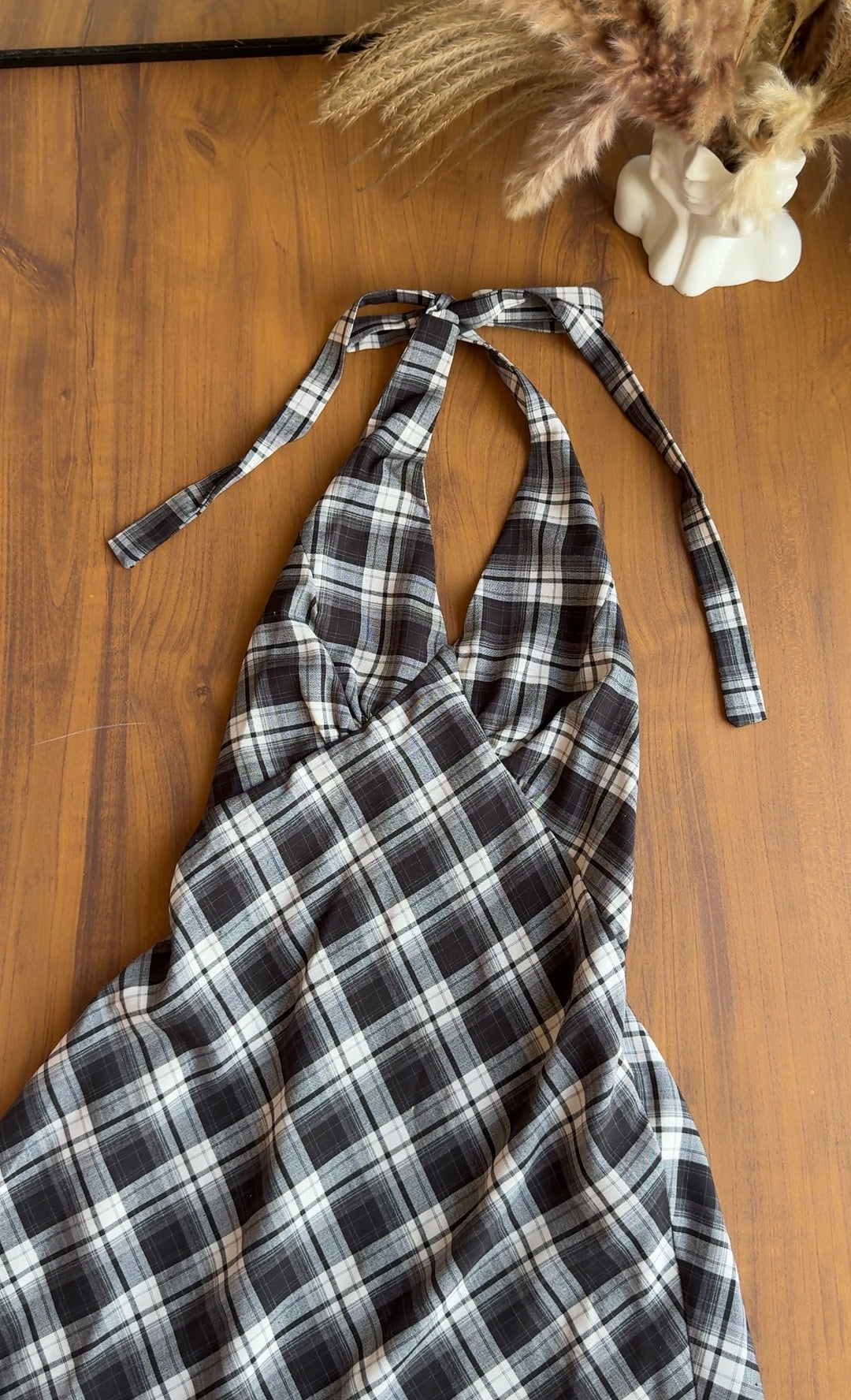 Oasis chequered halter neck dress