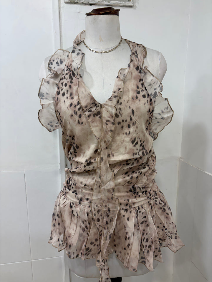 Sleevless party top- brown
