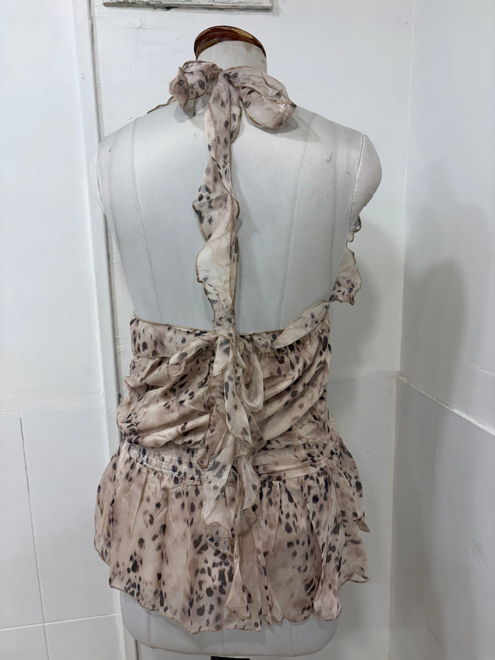 Sleevless party top- brown