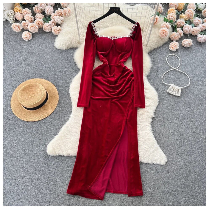 Amalfi velvet embellished dress