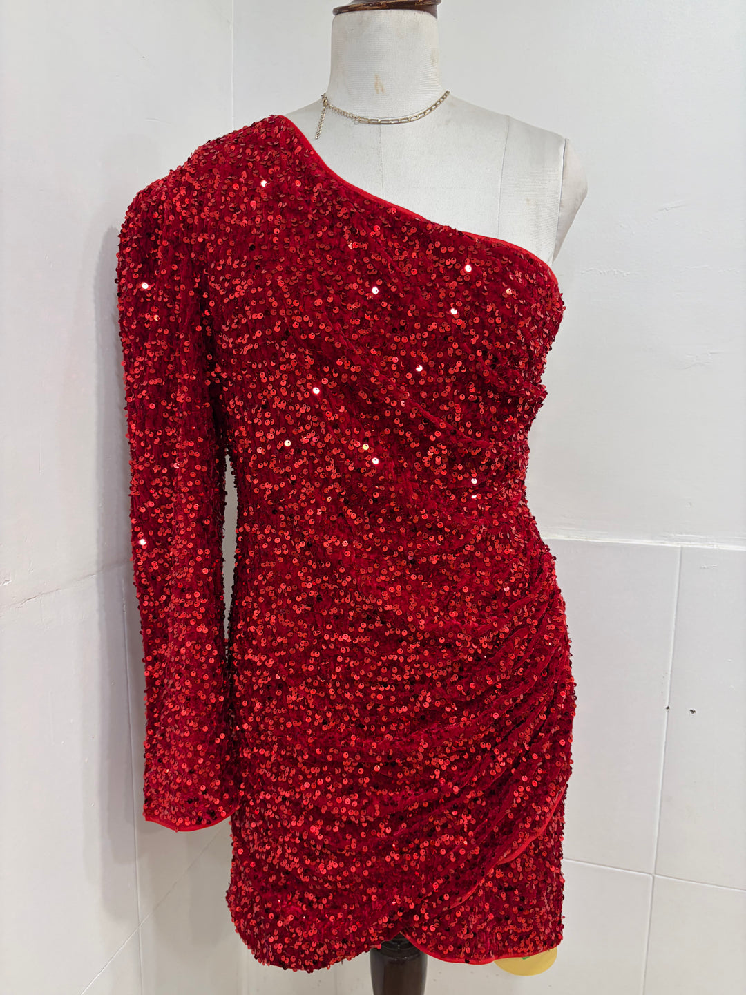 One shoulder sequin dress