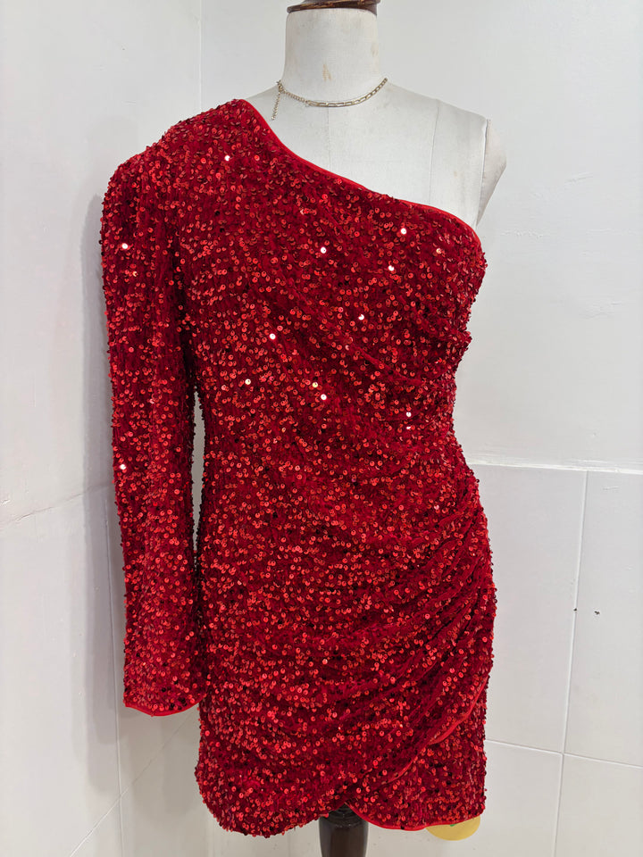 One shoulder sequin dress