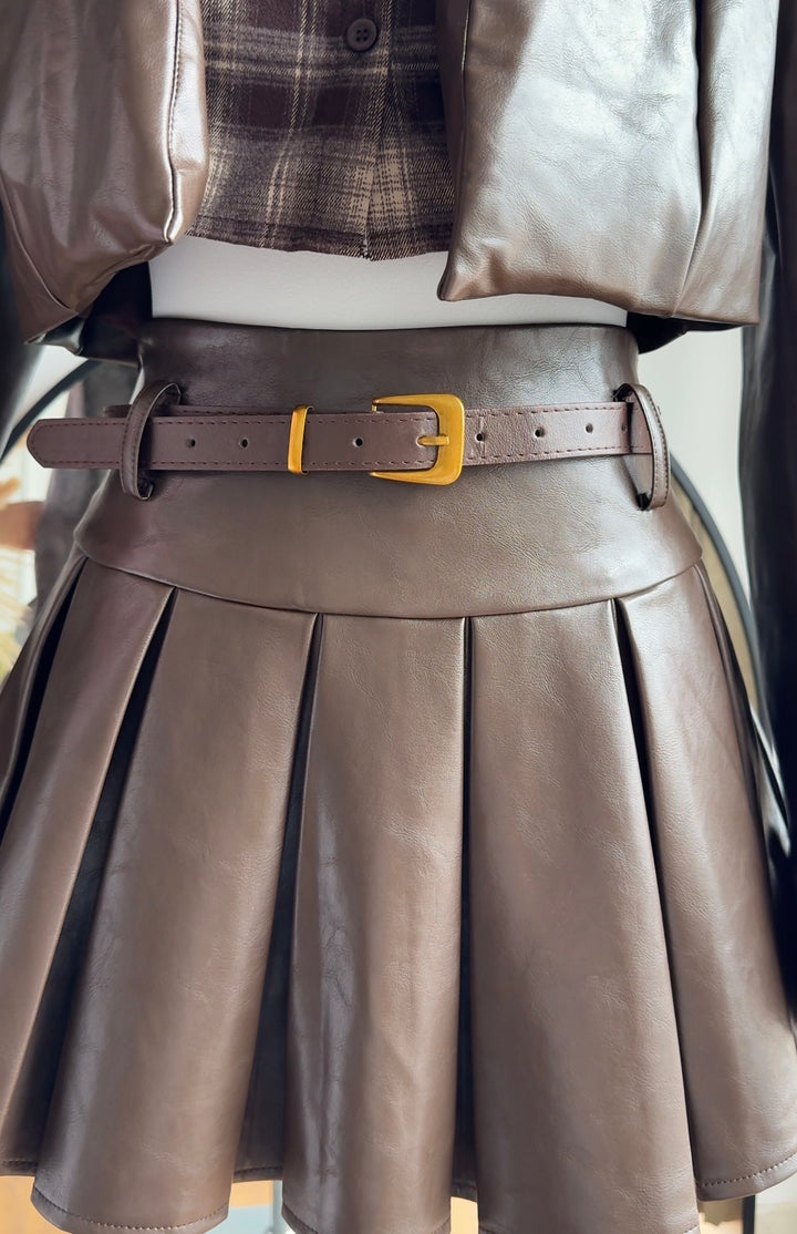 Ophelia leather skirt and jacket with belt