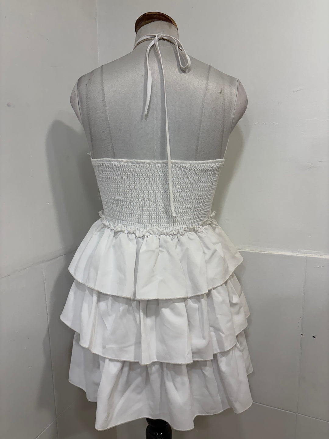 White ruffle cotton dress