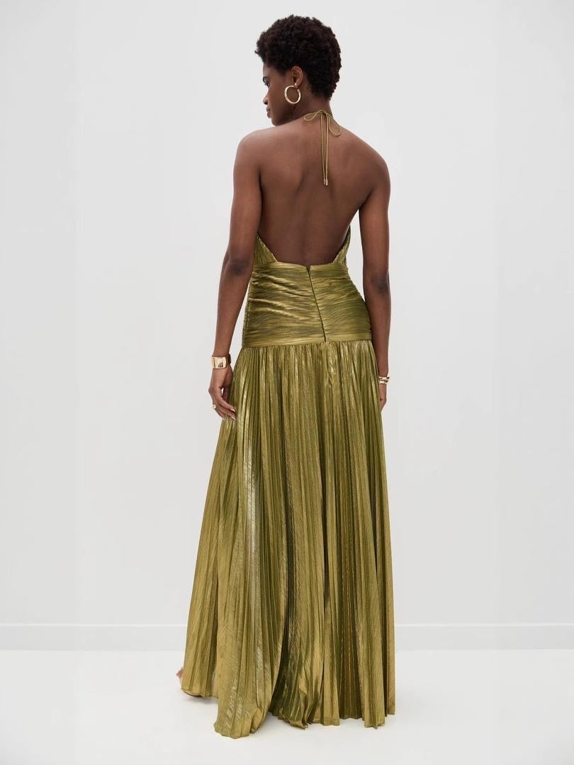 Marcella halter neck metallic dress