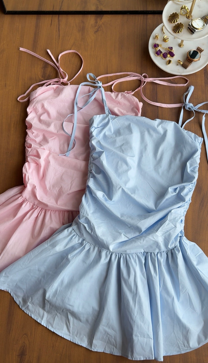 Victoria tie strap short dress