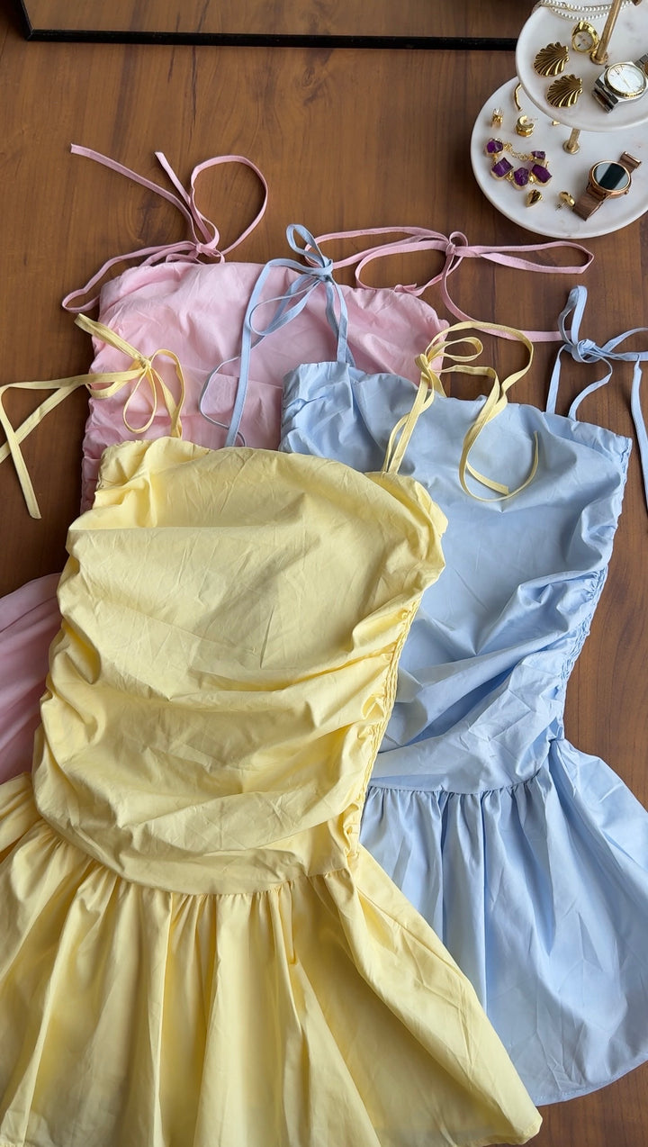 Victoria tie strap short dress