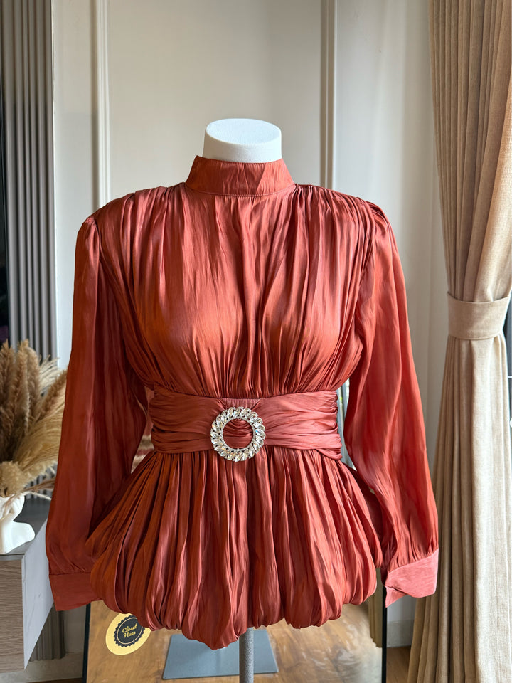 Kelly metallic shimmer organza top