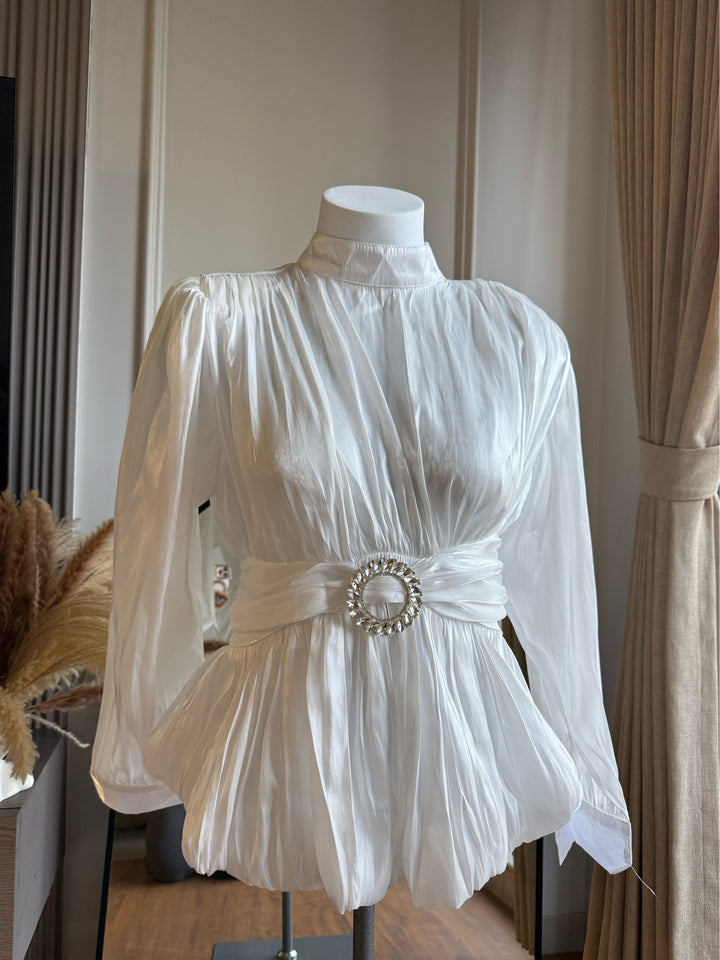 Kelly metallic shimmer organza top