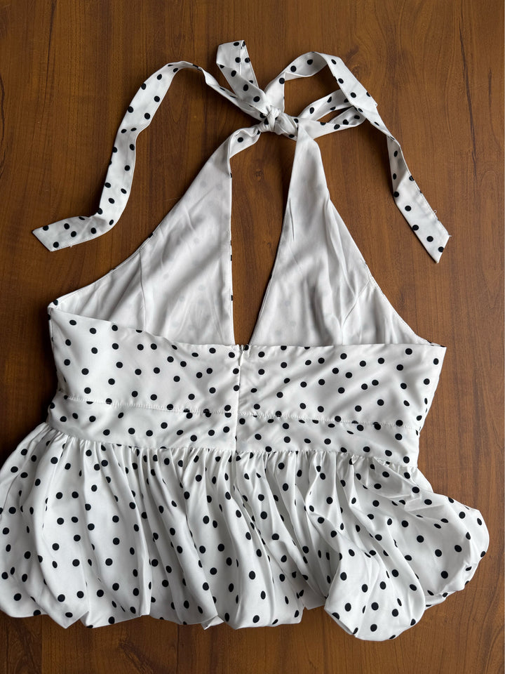 Charade polka dot halter neck top