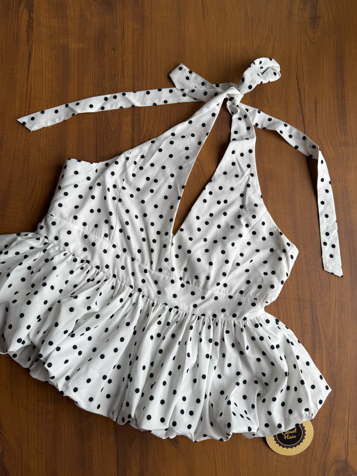 Charade polka dot halter neck top