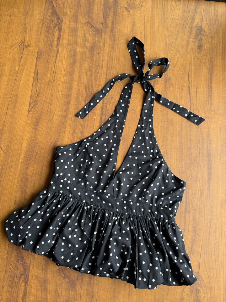 Charade polka dot halter neck top