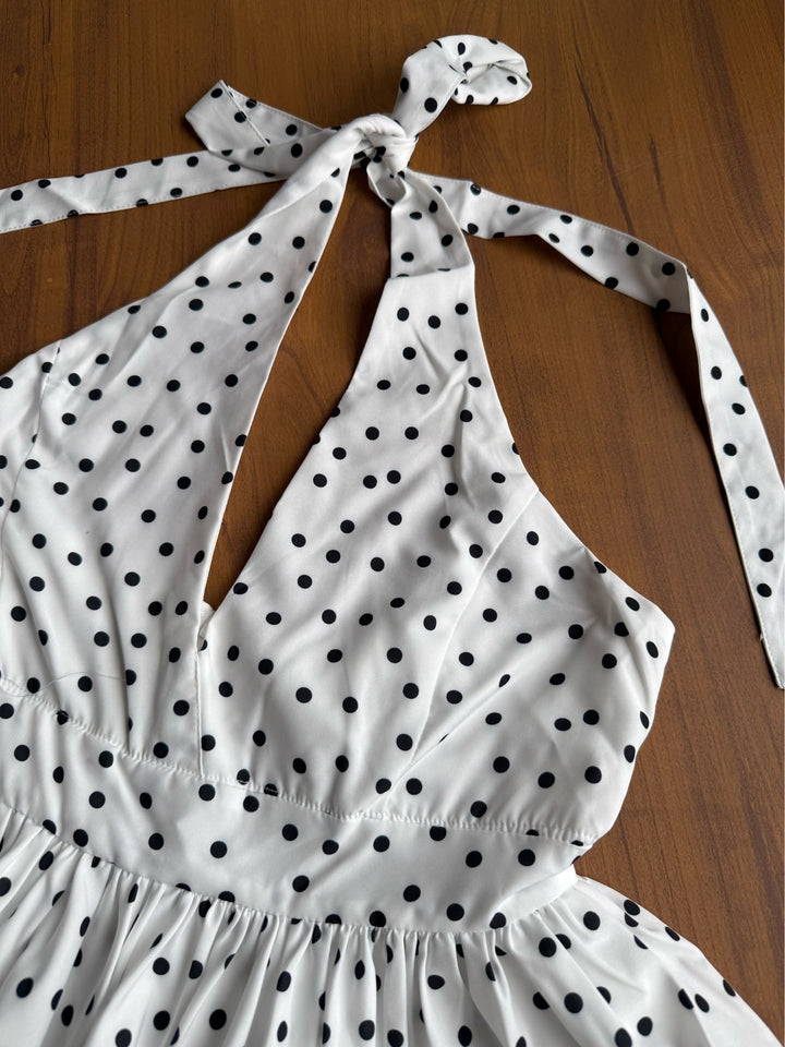 Charade polka dot halter neck top