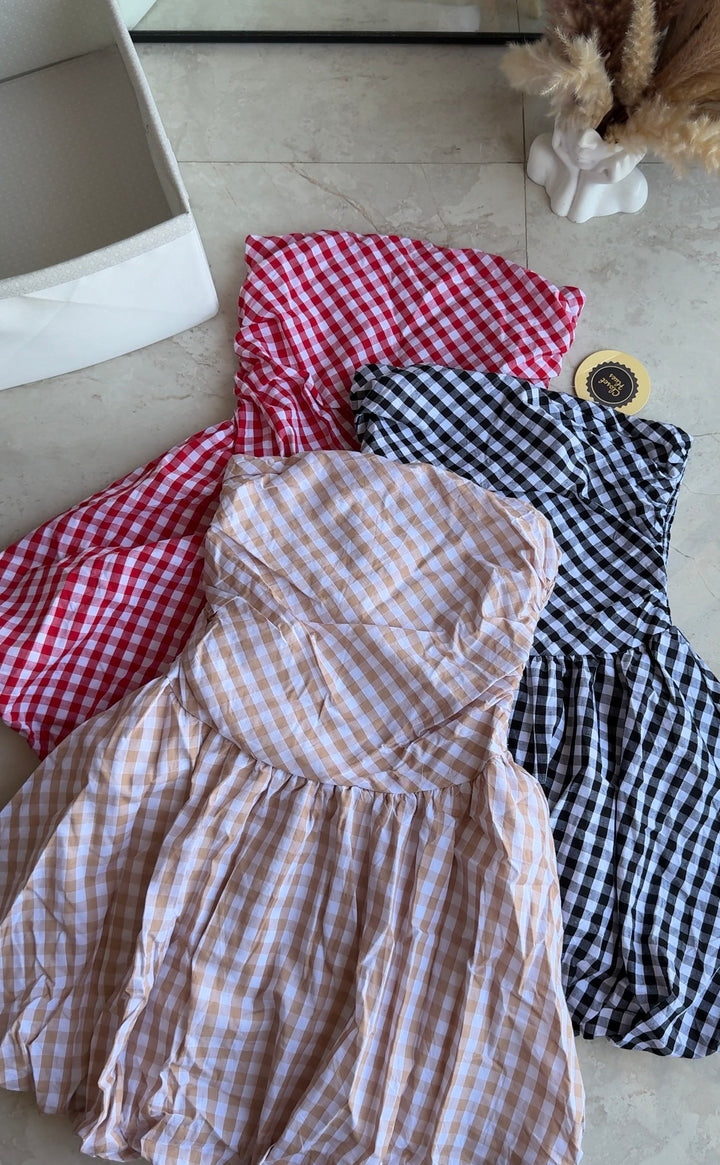 River chequered tube dress