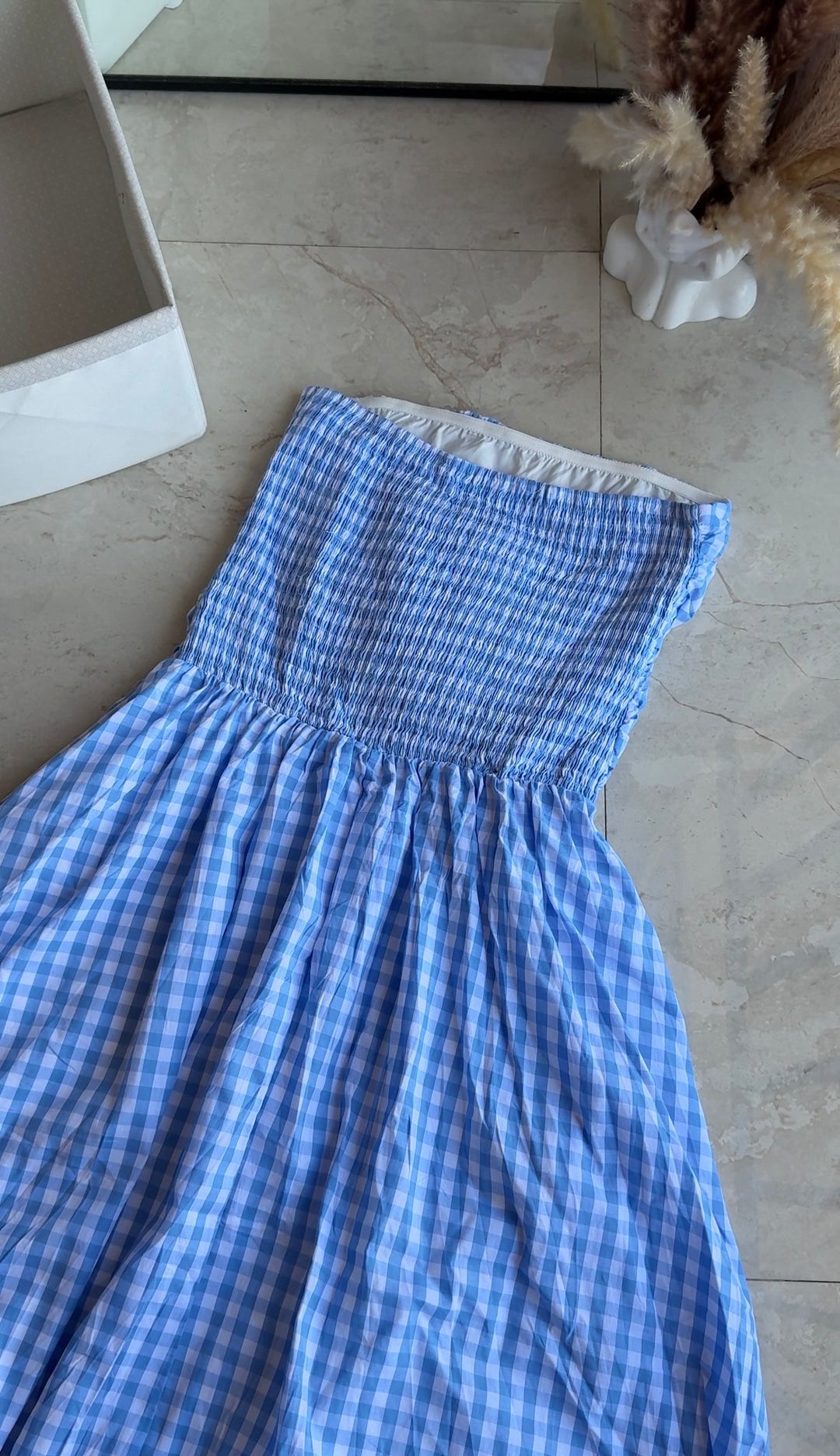 Pecan chequered tube Midi-dress
