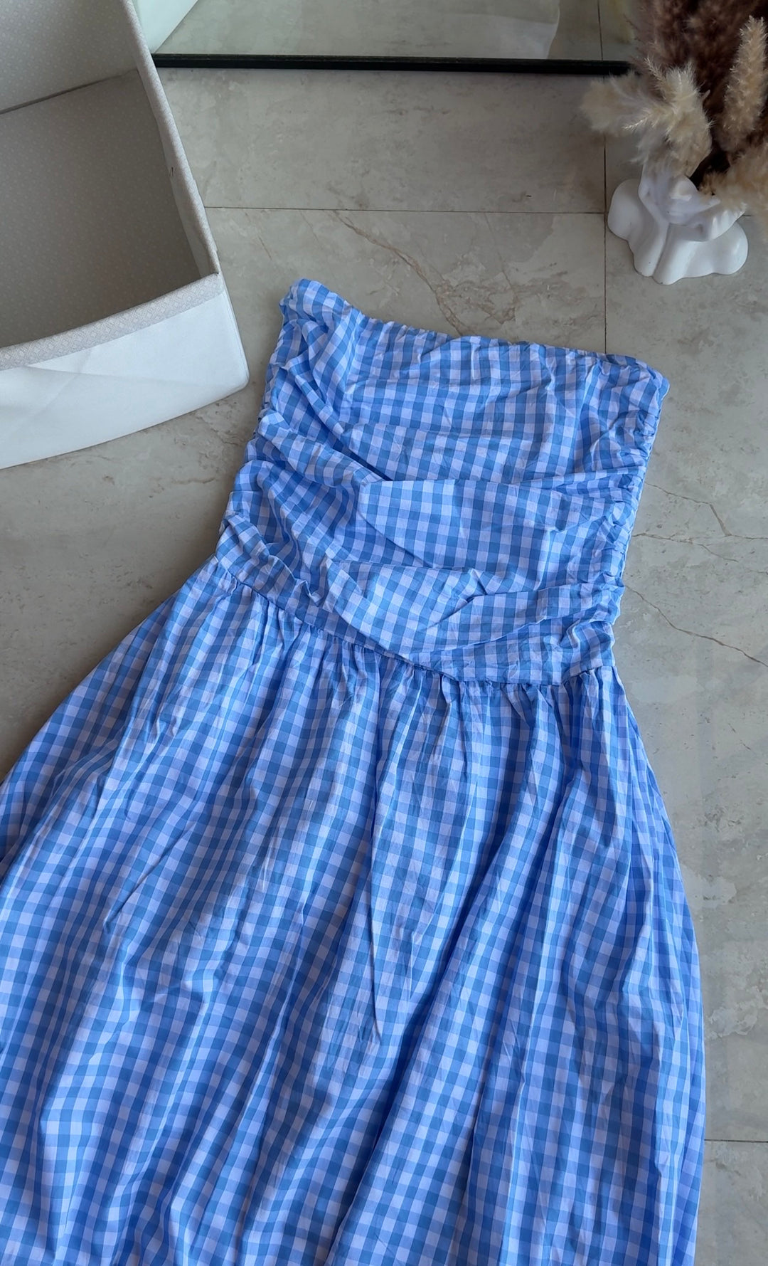 Pecan chequered tube Midi-dress