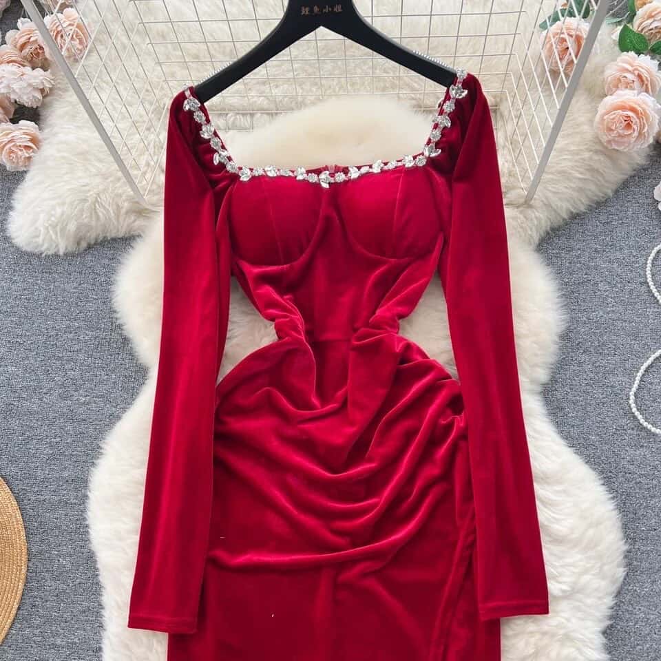 Amalfi velvet embellished dress