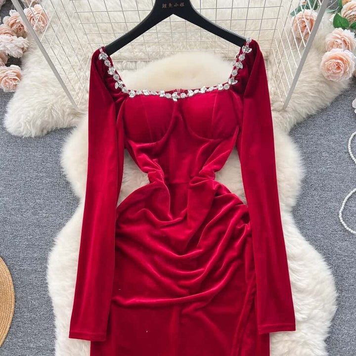 Amalfi velvet embellished dress