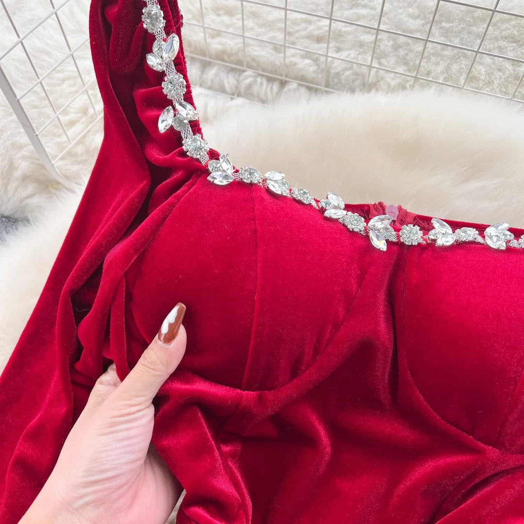 Amalfi velvet embellished dress