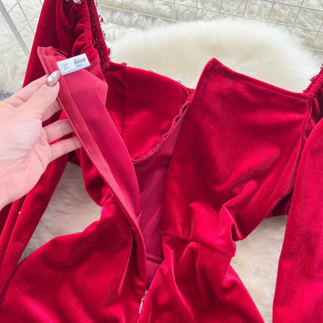 Amalfi velvet embellished dress