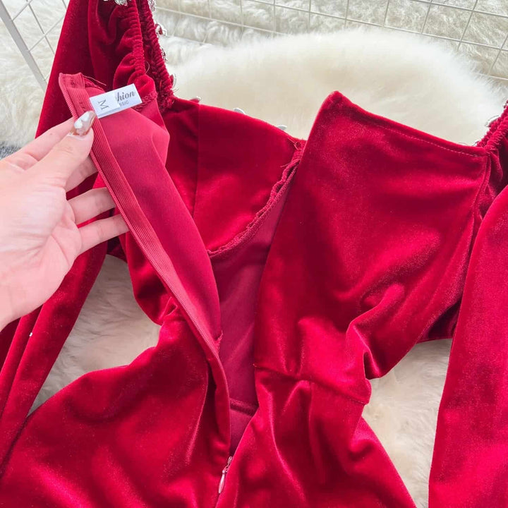 Amalfi velvet embellished dress