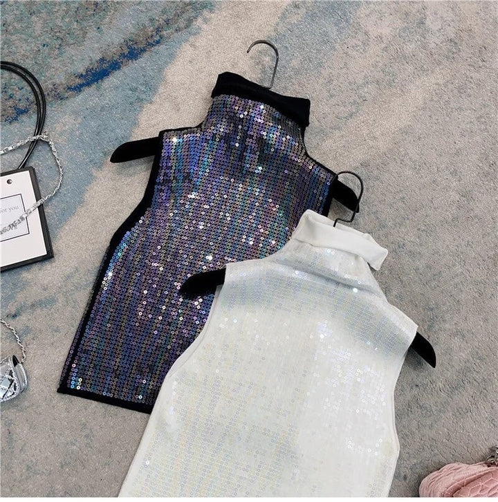 Atlantis sequin turtleneck top