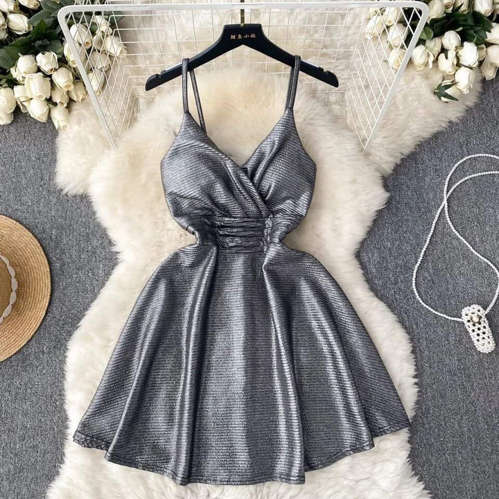 Ginny metallic skater dress
